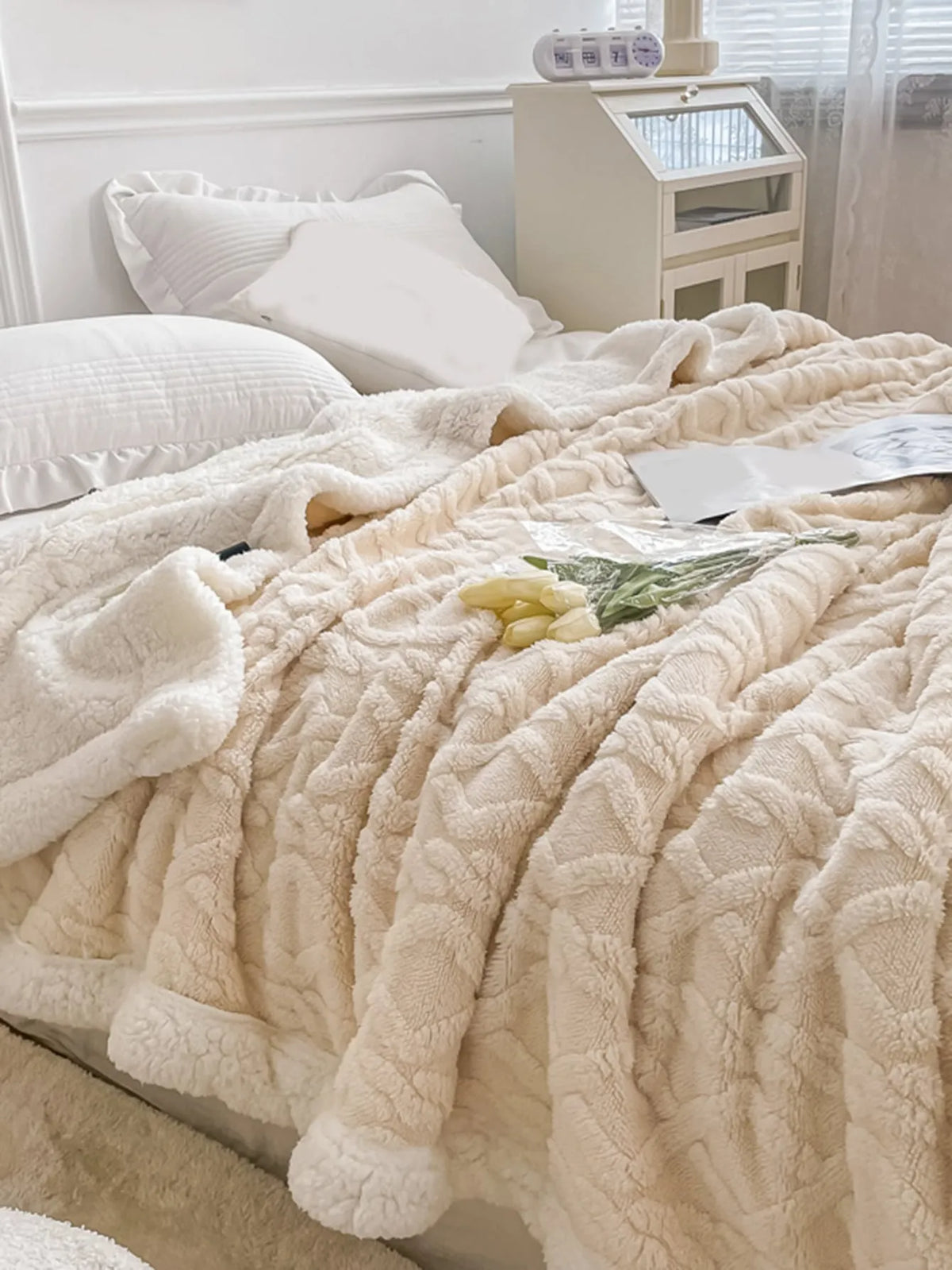 Cobertor Manta Glamour Casal Dupla Face com Sherpa